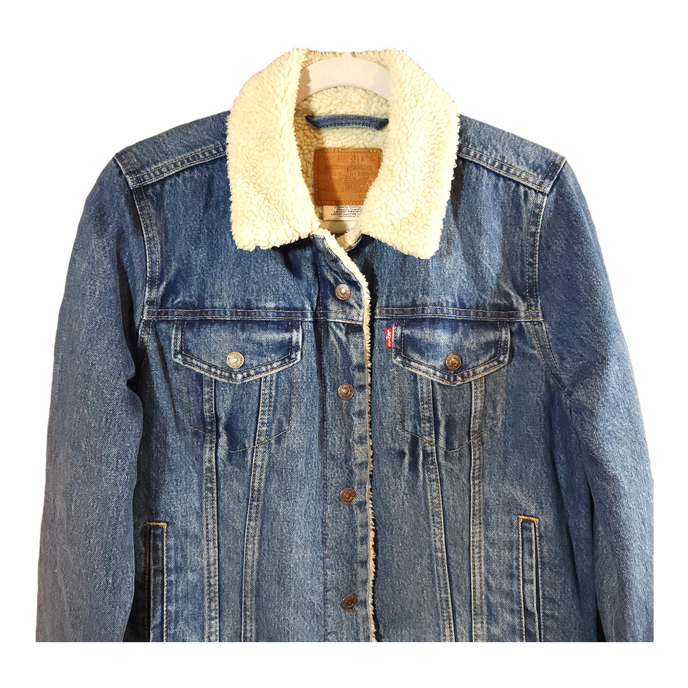 Levi's Original Sherpa Fleece Denim Trucker Jacke… - image 2